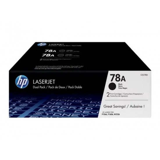 HP 78A Black Dual Pk LJ Toner Cartridge CE278AF